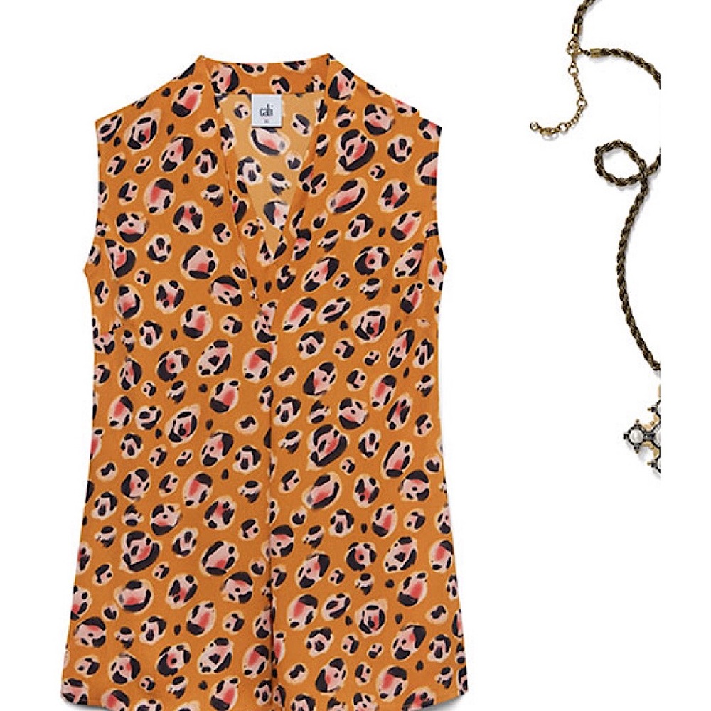 Sleeveless top, leopard pattern, blouse